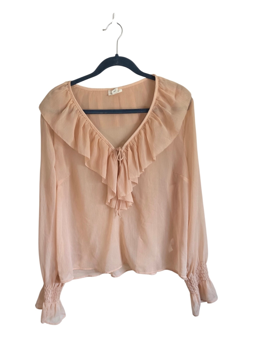 a.n.a Peach Ruffle V-Neck Blouse